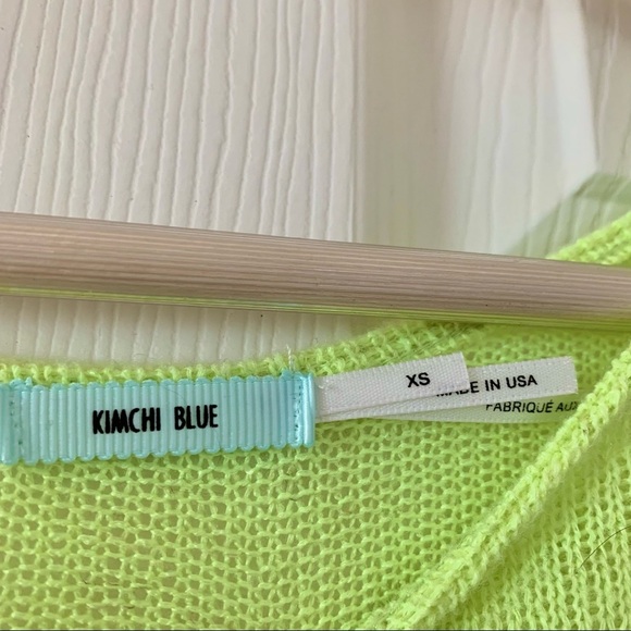 UO Neon Yellow Highlighter Green Blair’s High Low Tunic Sweater - Picture 4 of 4